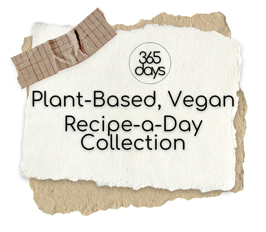 This is beautiful lemon wallpaper with the words: Plant-Based Vegan Recipe-a-Day Collection