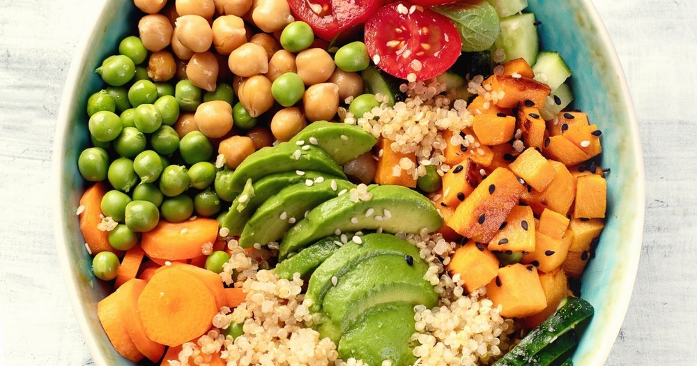 Rainbow Buddha Bowl with Quinoa and Tahini-Lemon Dressing - Vegan Recipe